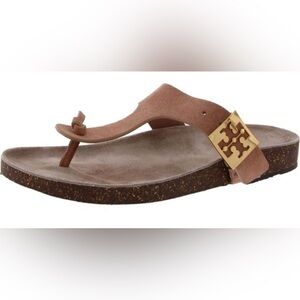 Tory Burch Womens Mellow Pink Suede Flatform Slip On Thong Sandals Shoes US 6